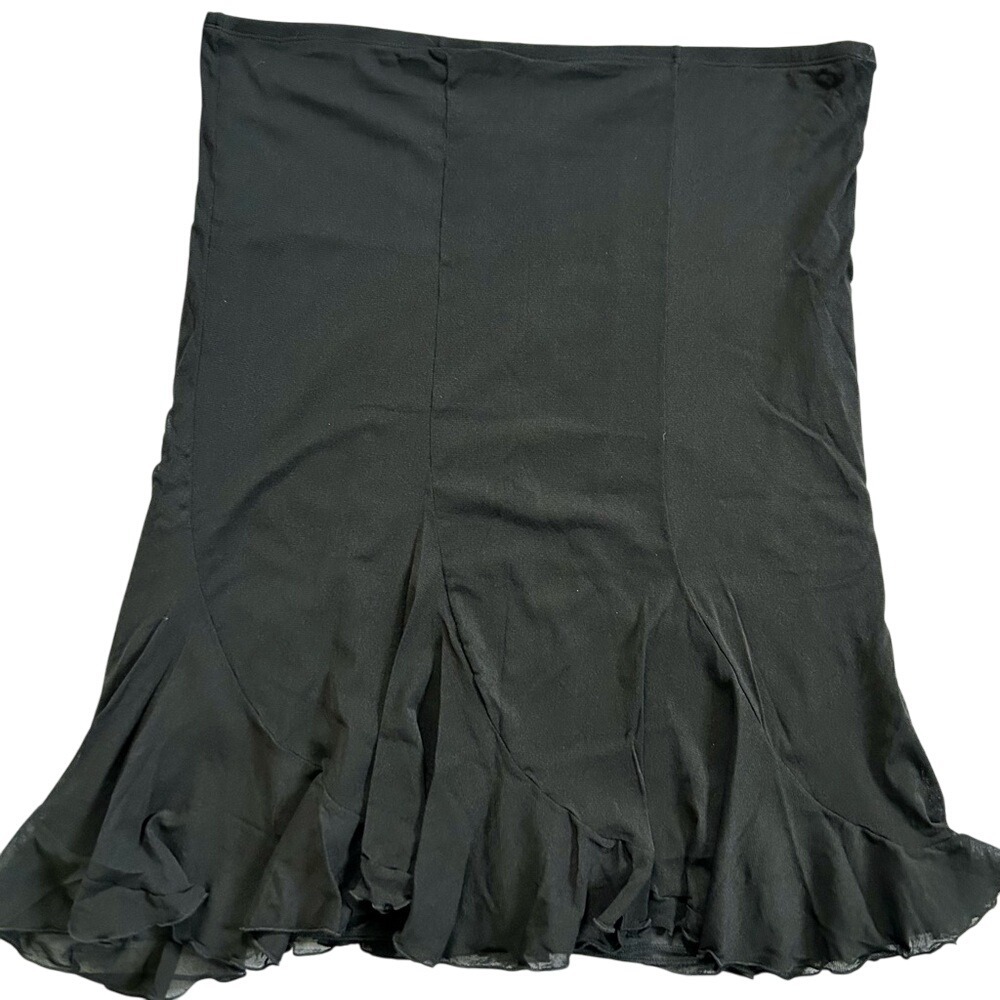 Madison Michelle Black Ruffle Hem Skirt Women's XL Sheer‎ Overlay Tiered